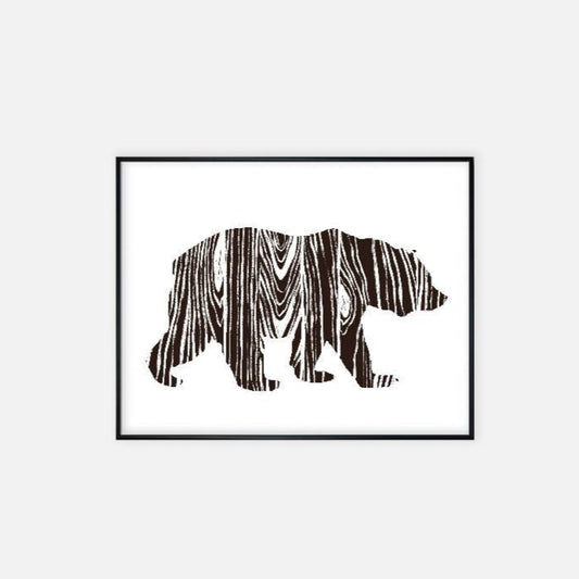 Print (11" x 14") - "Wood Grain Bear" (Brown)