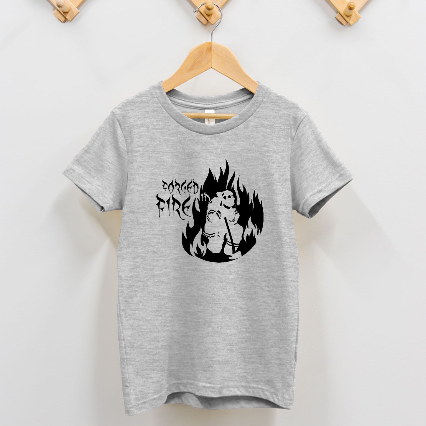 Toddler T-shirt - "Forged in Fire" (Black on Grey)