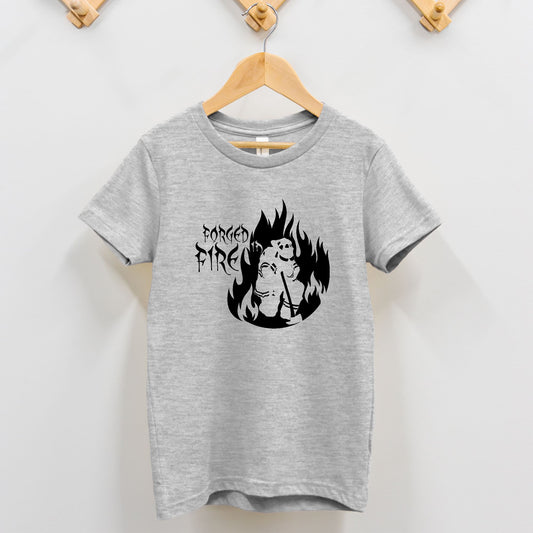 Toddler T-shirt - "Forged in Fire" (Black on Grey)