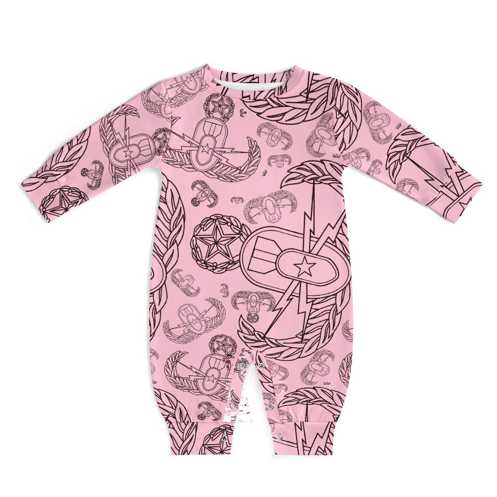Baby Romper - "EOD Mixed Badges" (Black on Baby Pink)