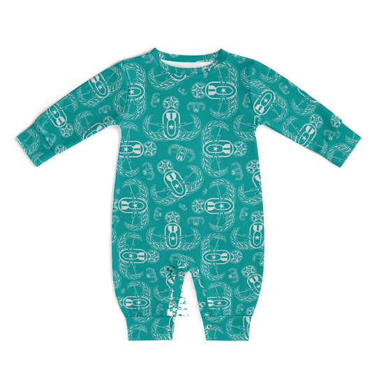Baby Romper - "EOD Badges X 3" (Grey on Teal)