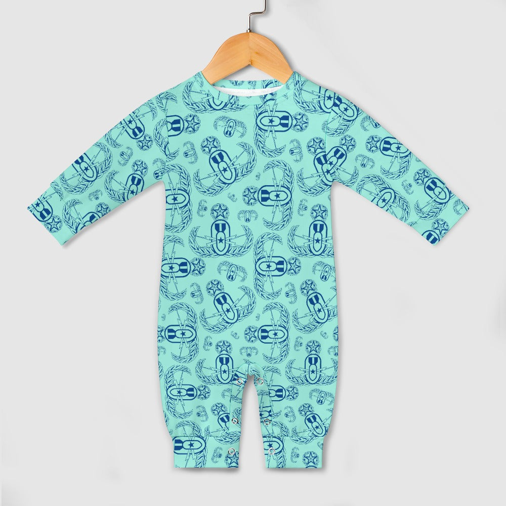 Baby Romper - "EOD Badges X 3" (Blue on Mint)