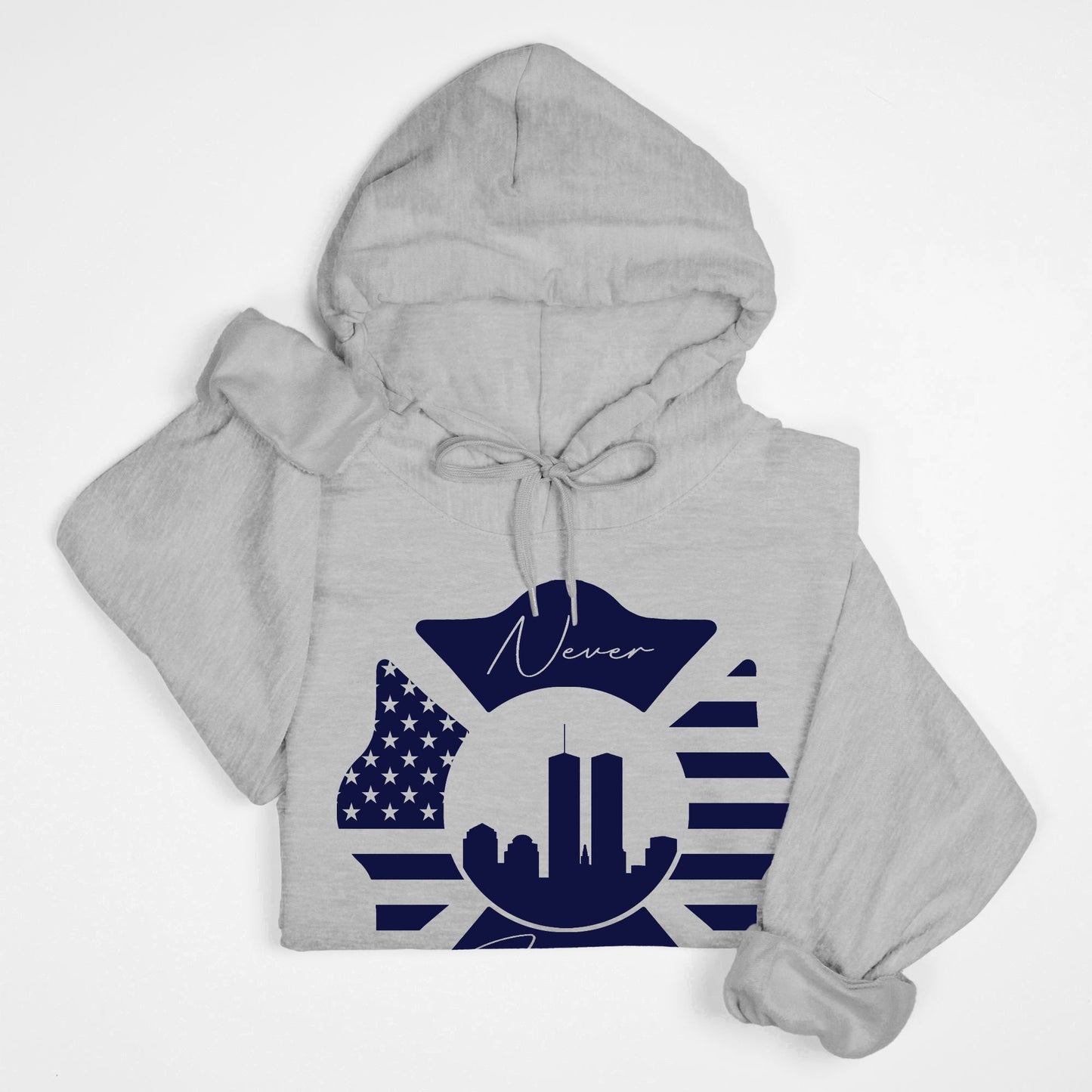 Hoodie - "Never Forget" (Navy on Grey)