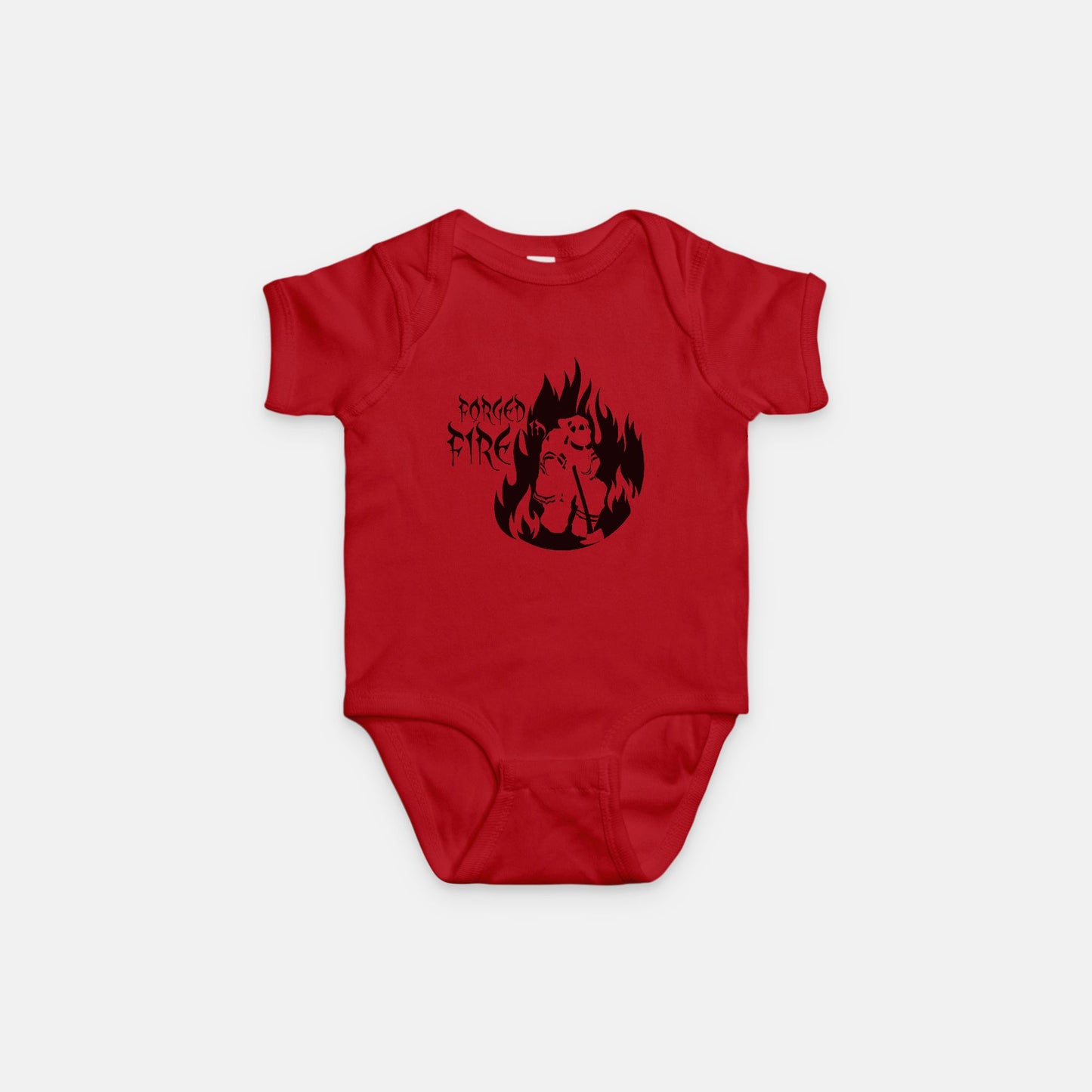 Onesie - "Forged in Fire" (Black on Red)