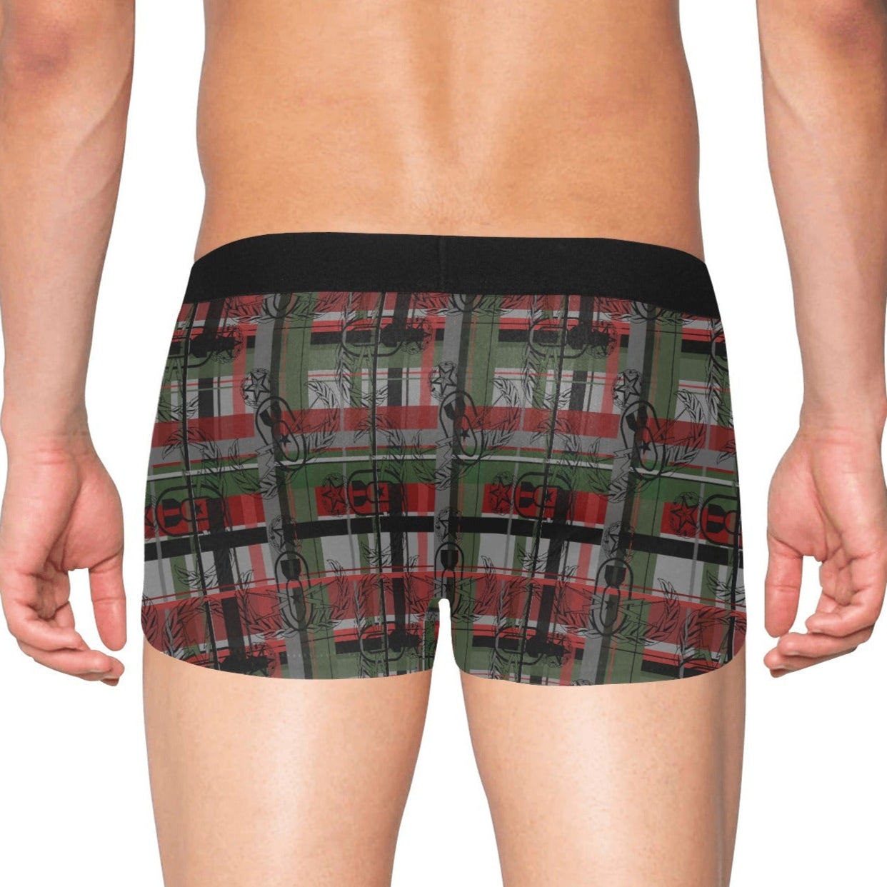 Men's Boxer Briefs with Fly - "EOD Flannel Plaid" (Red & Green)