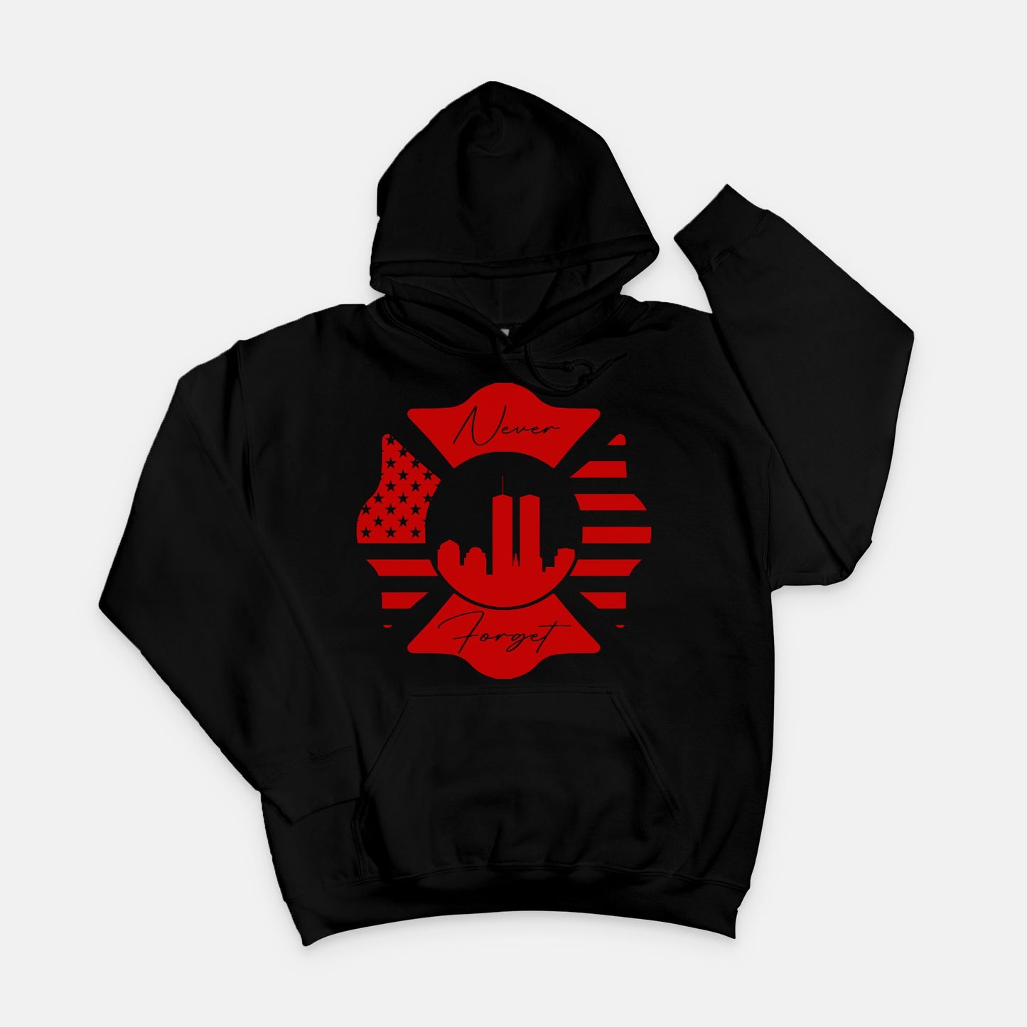 Hoodie - "Never Forget" (Red on Black)