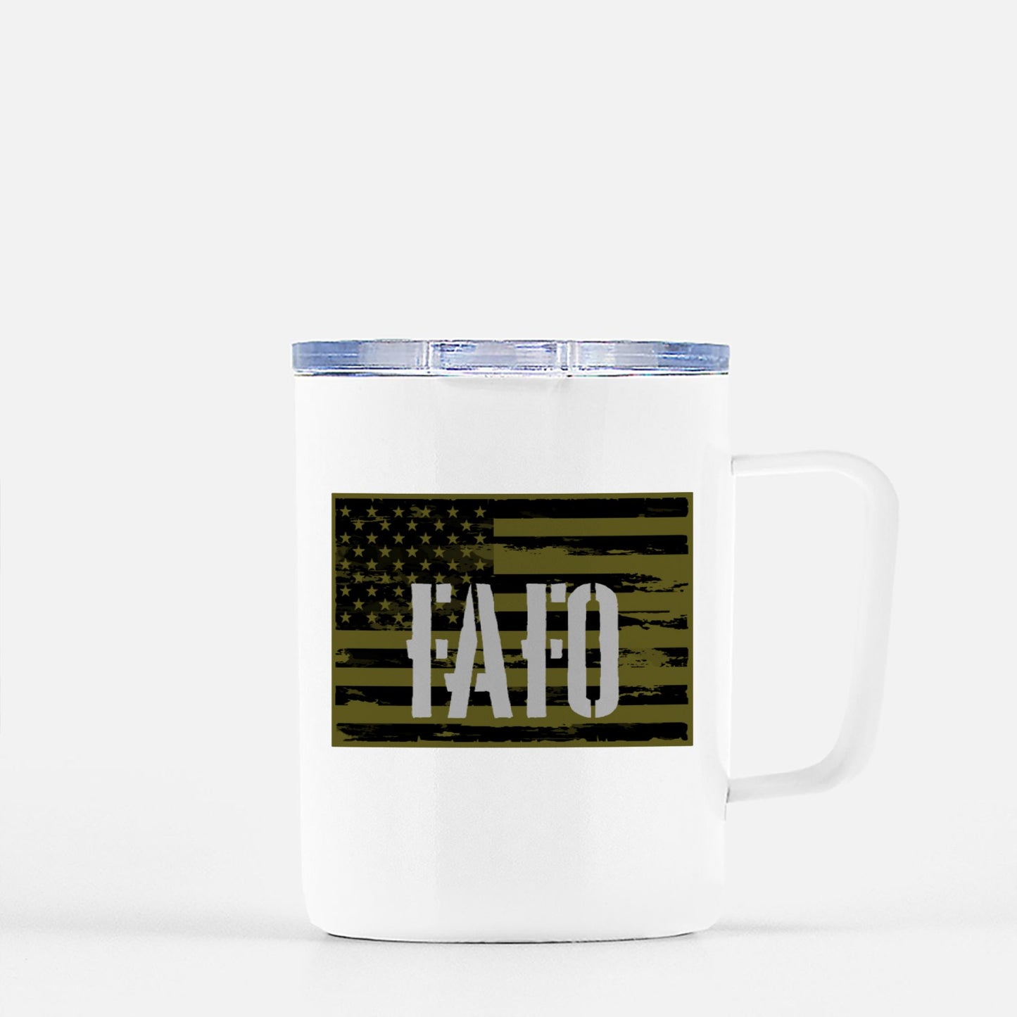 Travel Mug - "FAFO American Flag" (Olive Green)