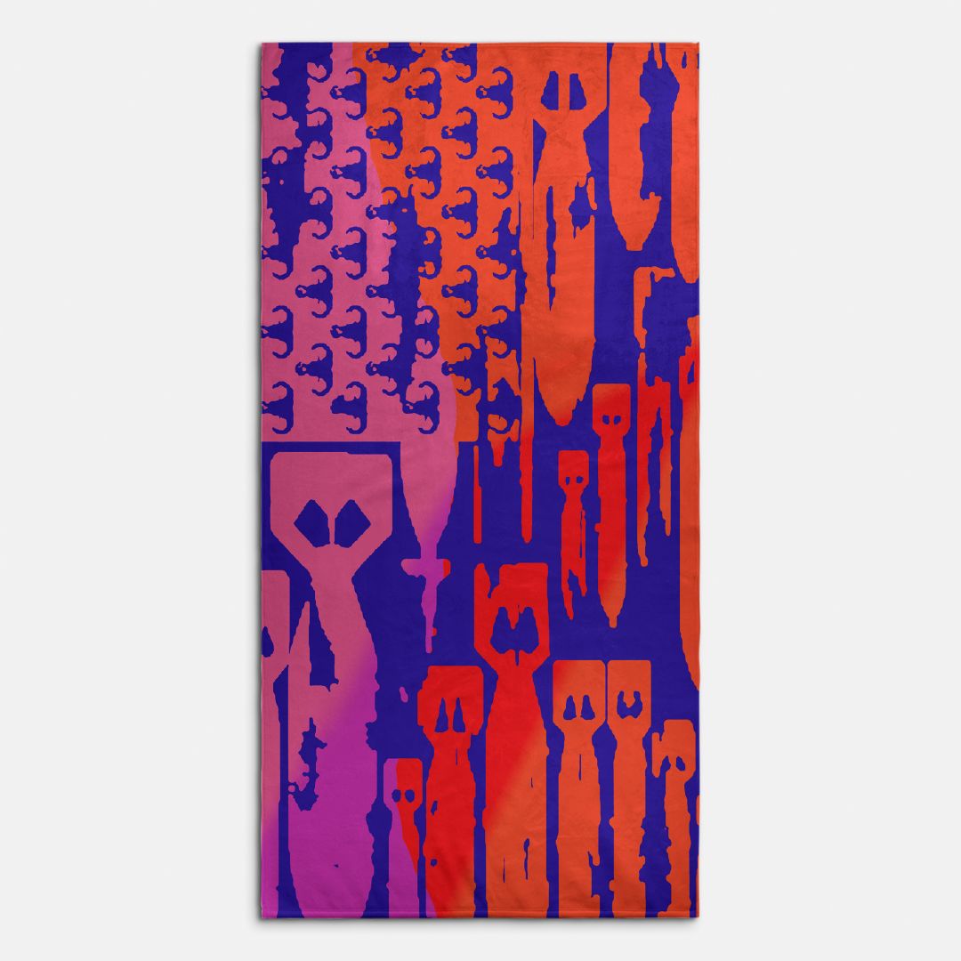 Beach Towel - "EOD Bomb Flag" Oranges and Purples