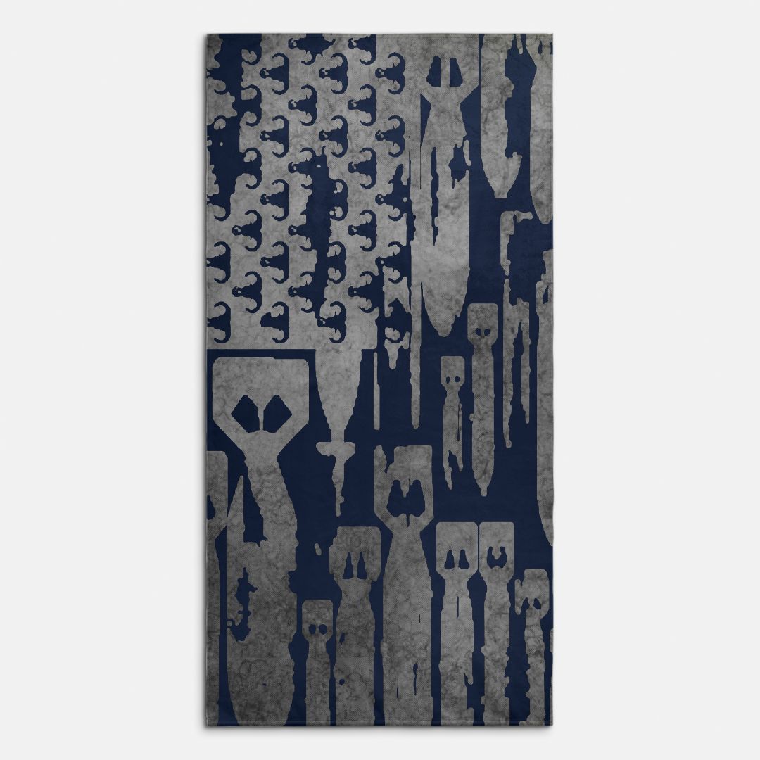 Beach Towel - "EOD Bomb Flag" Grey on Navy