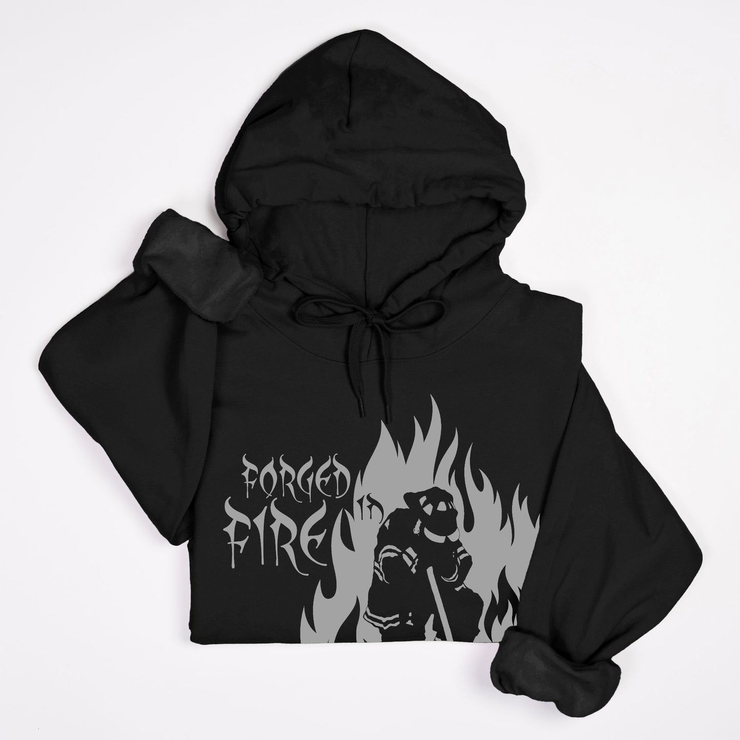 Hoodie - "Forged in Fire" (Grey on Black)