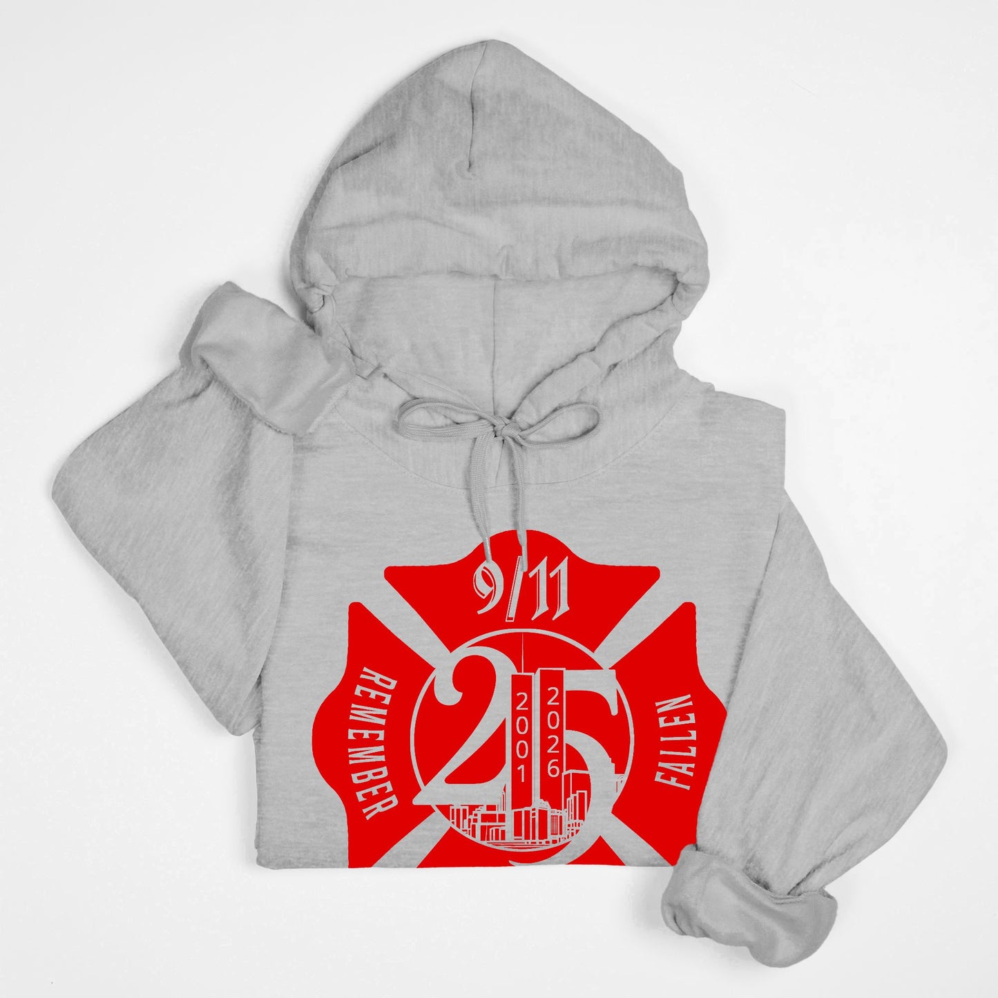 Hoodie - "Remember the Fallen"(Limited 9/11 25th Year Edition) (Red on Grey)
