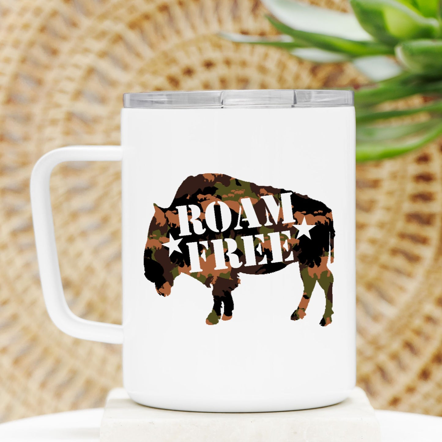 Travel Mug - "Roam Free Buffalo"