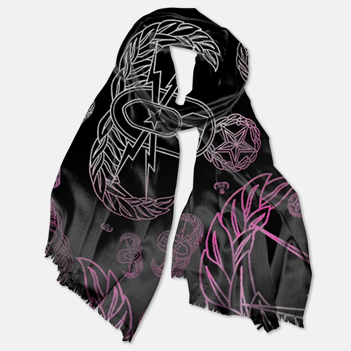 Pashmina Scarf - "EOD Mixed Badges" (Faded Pink)