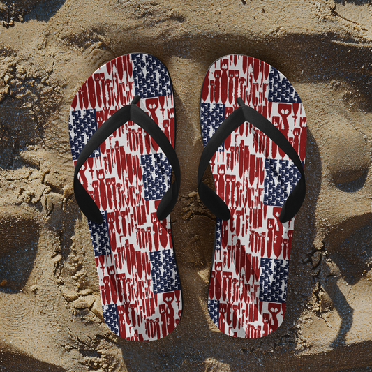 Flip Flops - "EOD Bomb Flag" Red White and Boom