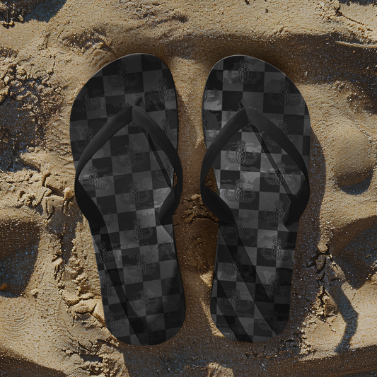 Flip Flops - "EOD Buffoulage Checkered Flag" (Faded Black)