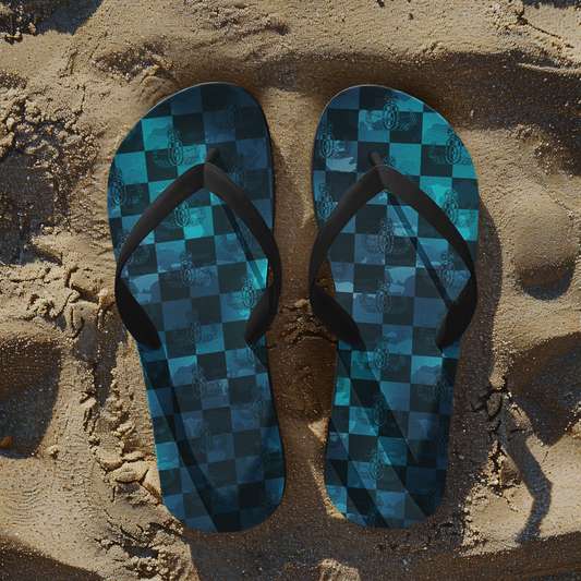 Flip Flops - "EOD Buffoulage Checkered Flag" (Teal)