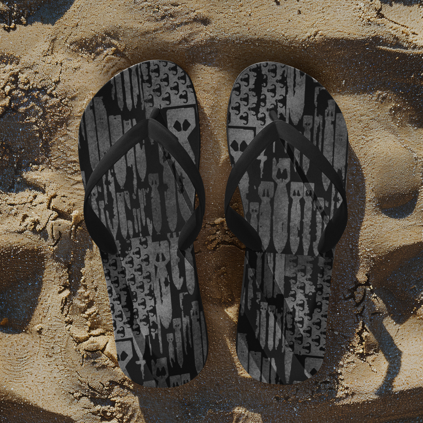 Flip Flops - "EOD Bomb Flag" (Grey on Black)