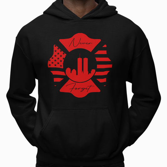 Hoodie - "Never Forget" (Red on Black)
