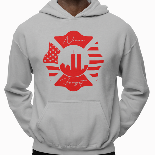 Hoodie - "Never Forget" (Red on Grey)