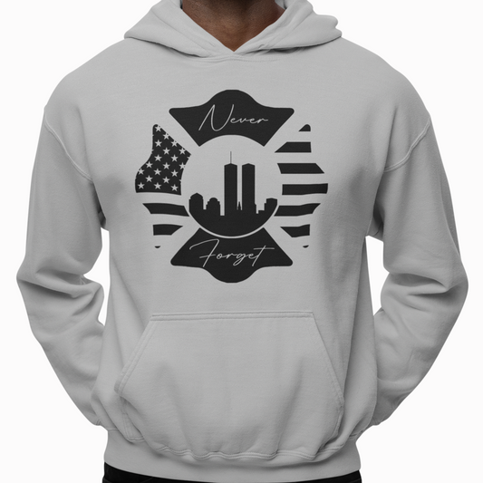 Hoodie - "Never Forget" (Black on Grey)