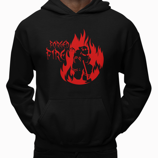 Hoodie - "Forged in Fire" (Red on Black)