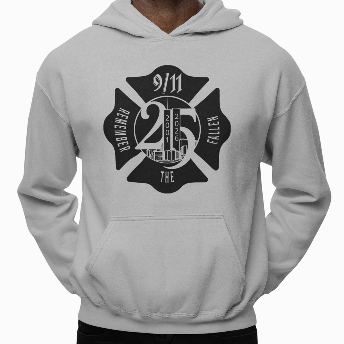 Hoodie - "Remember the Fallen"(Limited 9/11 25th Year Edition) (Black on Grey)