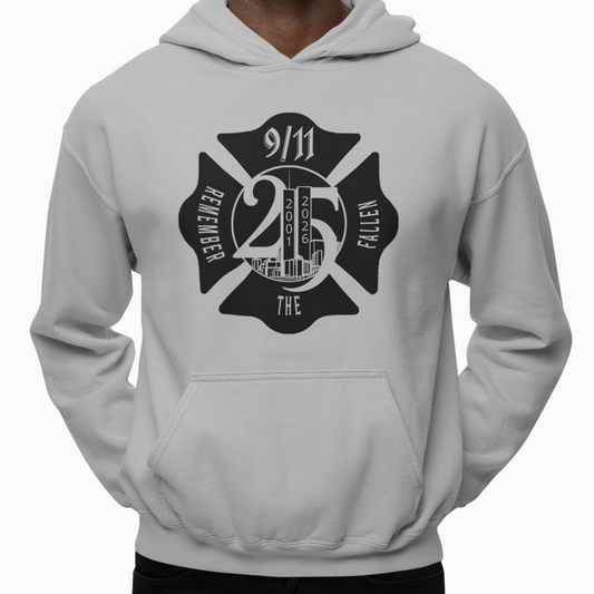 Hoodie - "Remember the Fallen"(Limited 9/11 25th Year Edition) (Black on Grey)
