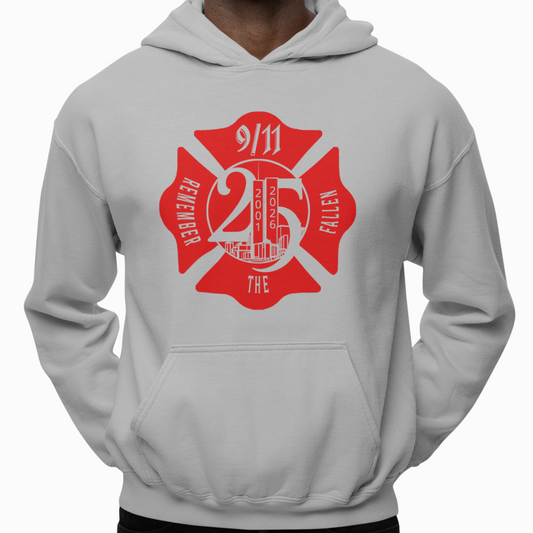 Hoodie - "Remember the Fallen"(Limited 9/11 25th Year Edition) (Red on Grey)