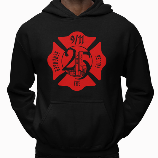 Hoodie - "Remember the Fallen"(Limited 9/11 25th Year Edition) (Red on Black)