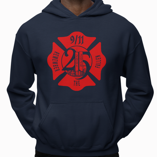 Hoodie - "Remember the Fallen"(Limited 9/11 25th Year Edition) (Red on Navy)