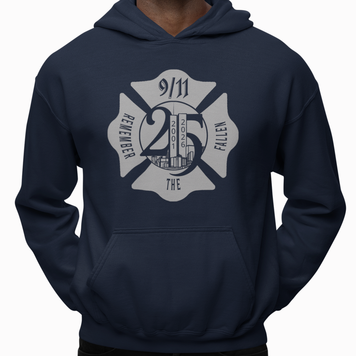Hoodie - "Remember the Fallen"(Limited 9/11 25th Year Edition) (Grey on Navy)