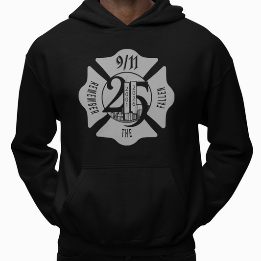 Hoodie - "Remember the Fallen"(Limited 9/11 25th Year Edition) (Grey on Black)
