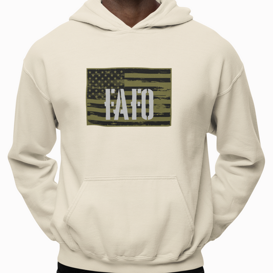 Hoodie - "FAFO American Flag" (Sand)