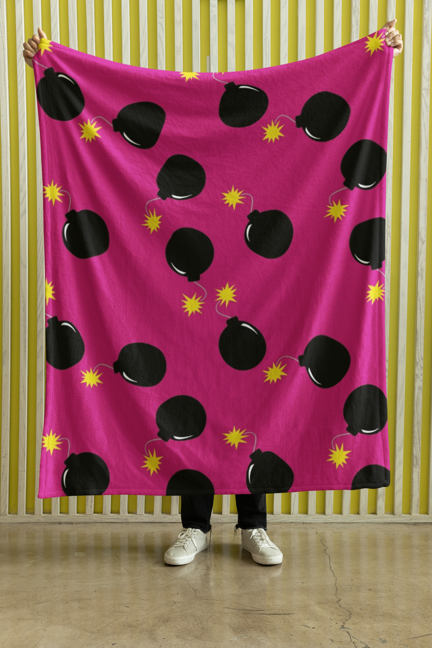 Pre-Order "Old School Bombs" Plush Throw Blanket (Hot Pink)