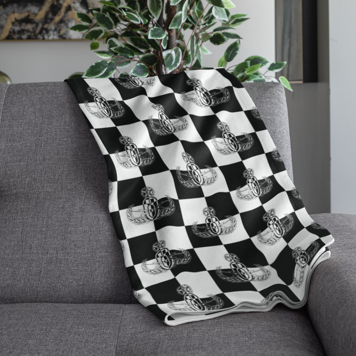 Plush Throw Blanket - "EOD Checkered Flag"