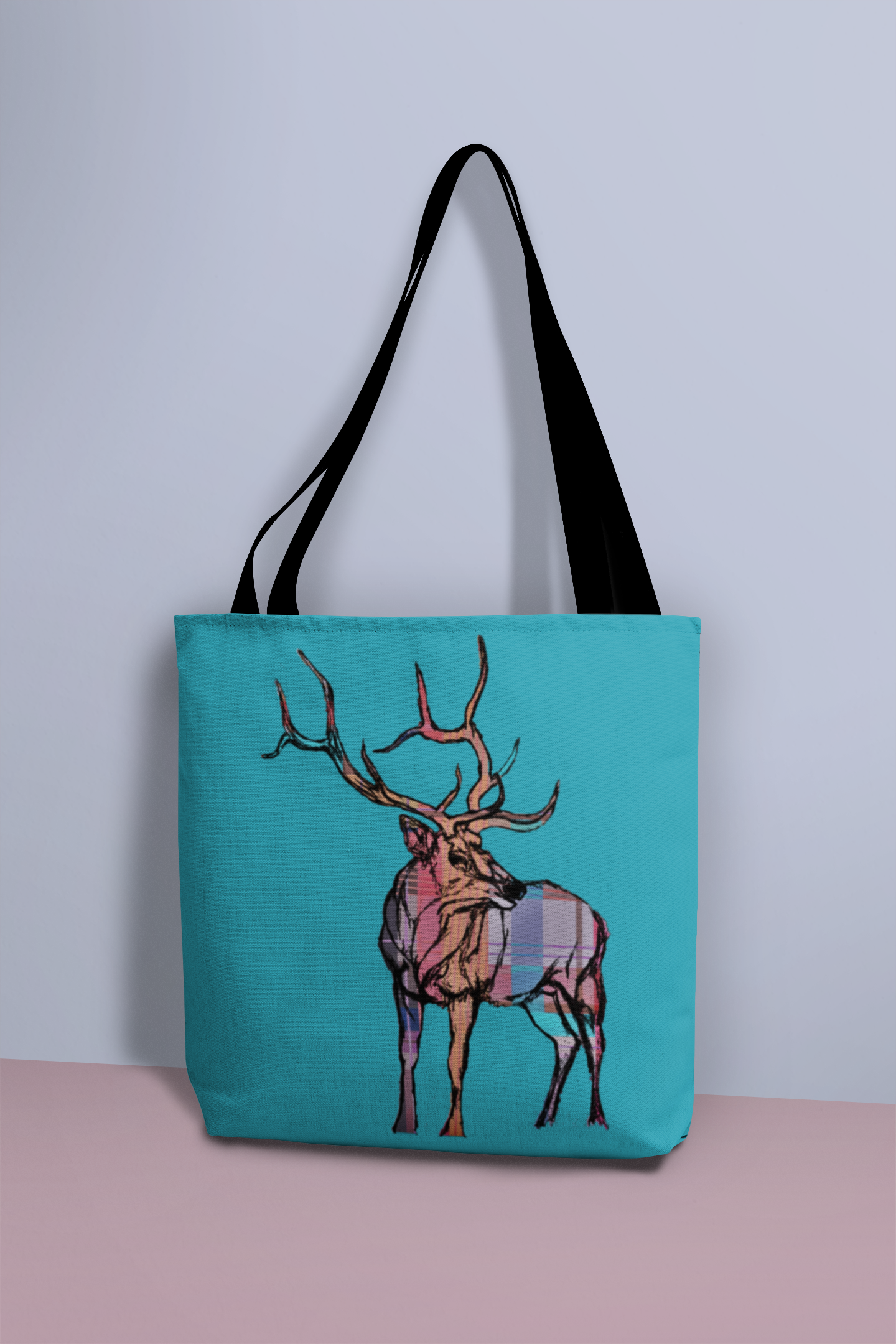 Plaid Elk Tote Bag