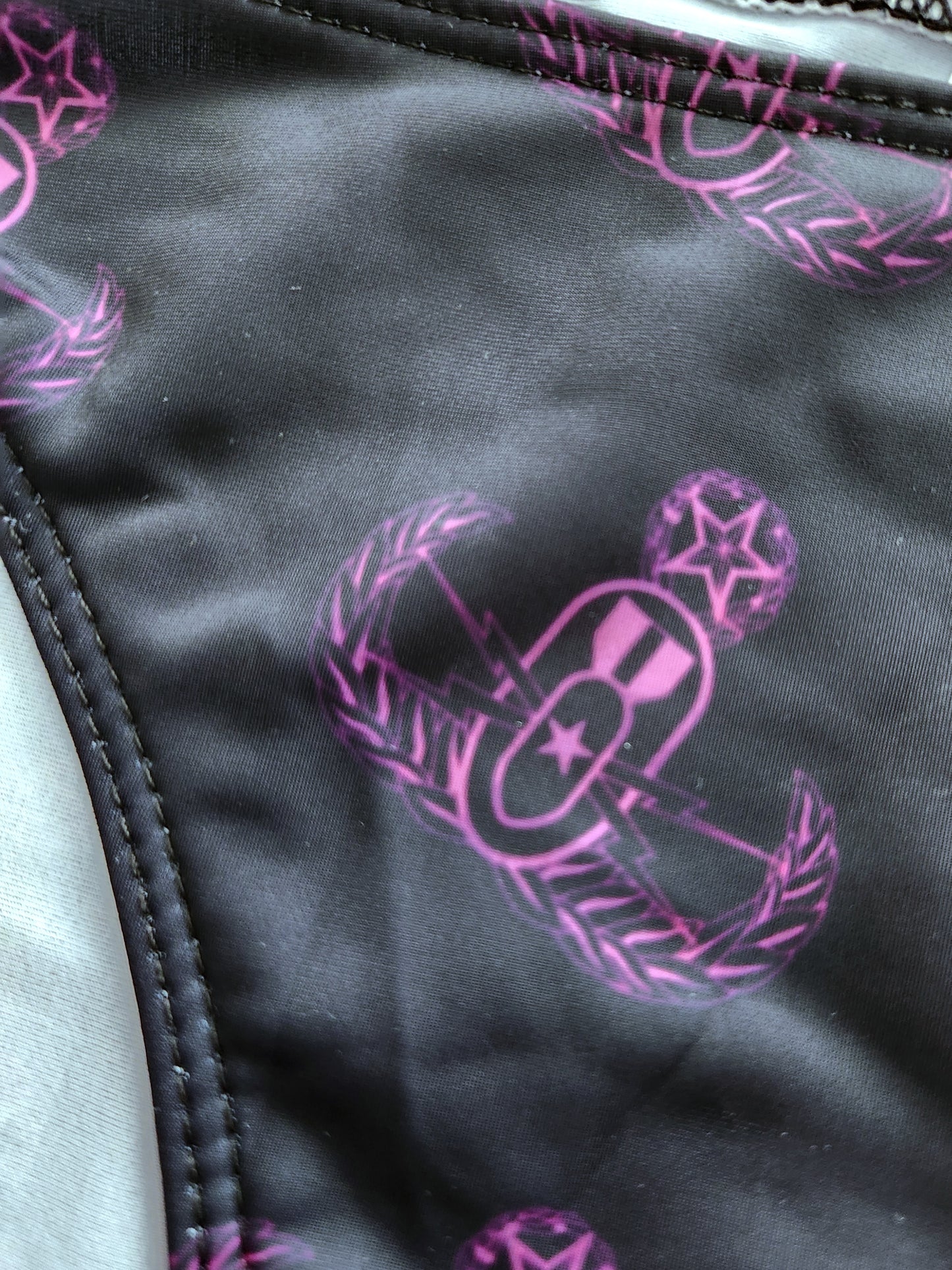 Women's String Bikini Style 3 - "EOD Buffoulage Checkered Flag" (Lilac & Black)