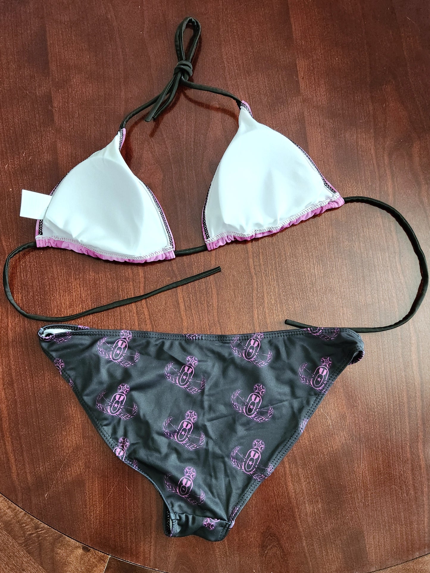 Women's String Bikini Style 3 - "EOD Buffoulage Checkered Flag" (Lilac & Black)