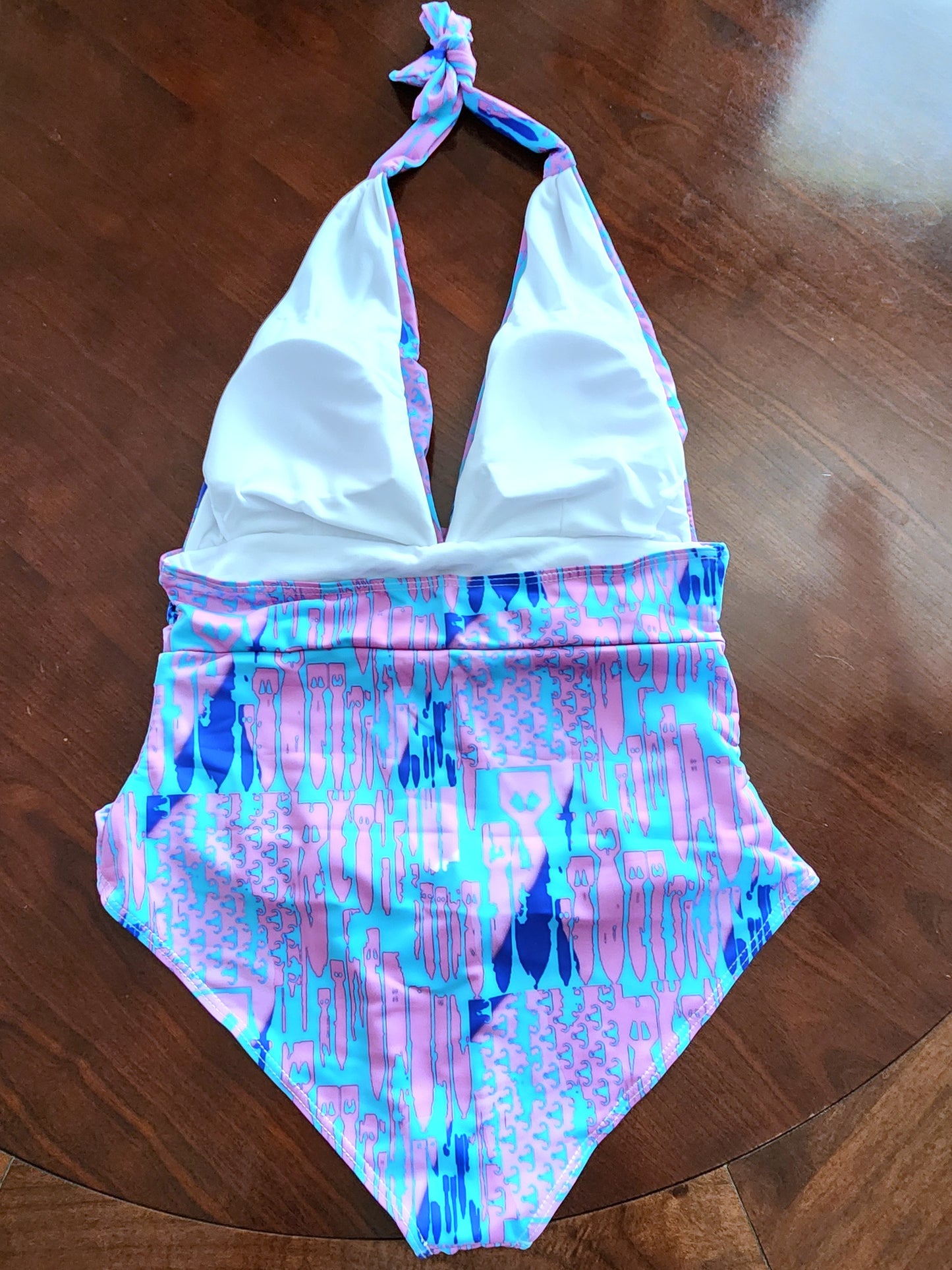 Women's Halter One-Piece - "EOD Bomb Flags" (Green/Blue/Purple)