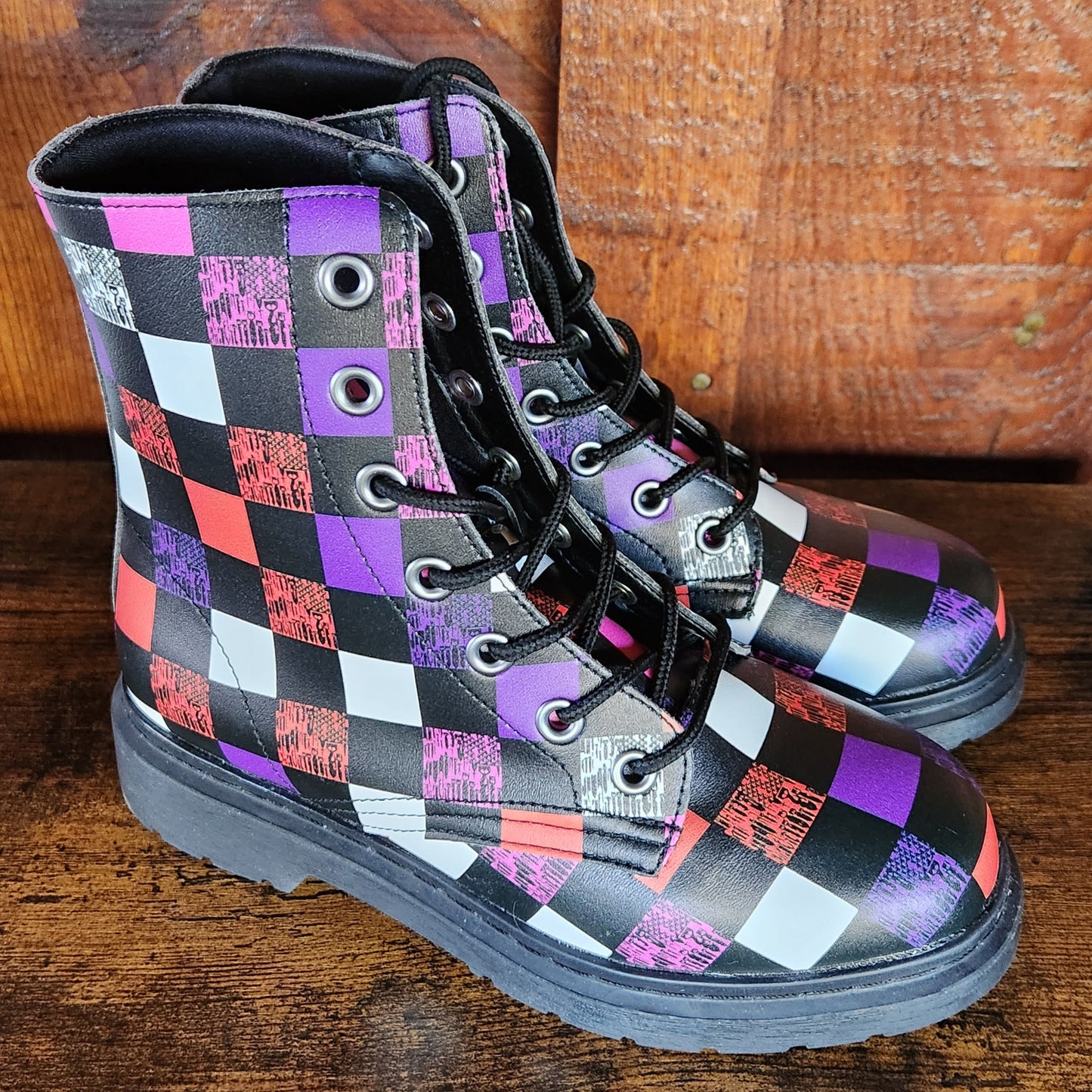 Combat Boots - "EOD Bomb Flag Blocks" Size 6.5W