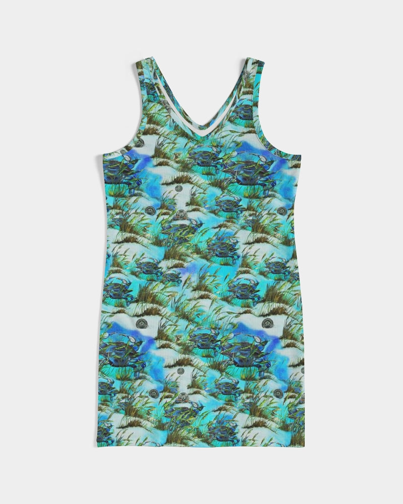 Dress (Rib Knit V Neck) - "Crab Island Treasure"