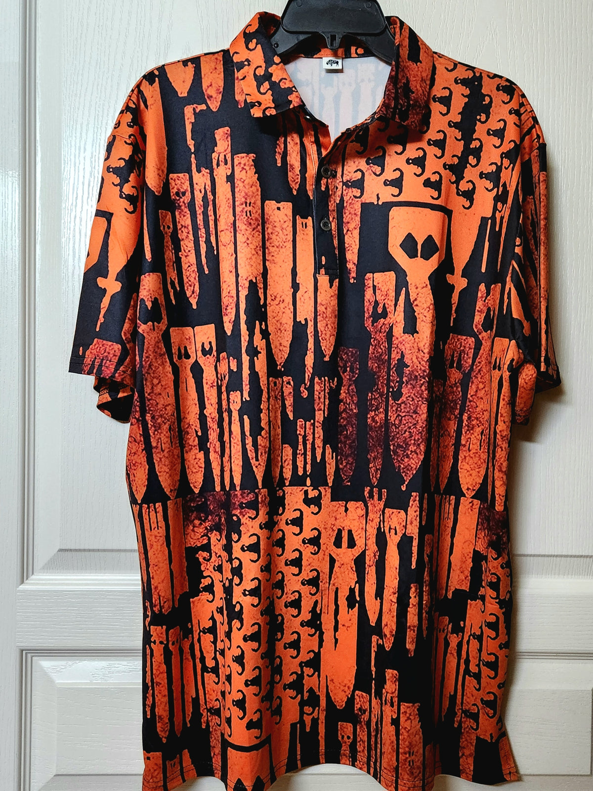 Print On Demand - Polo Shirt - "EOD Bomb Flag" (Orange on Black)