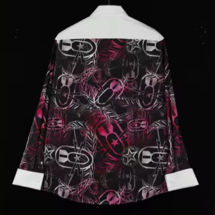 CUSTOM ORDER - Mess Dress Shirt (Men's) - "It's 5 o'clock Somewhere" (Hot Pink on Black)
