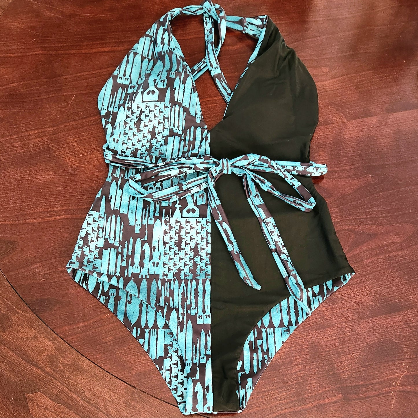 Women's Split One-Piece (SAMPLE) - "EOD Bomb Flag" (Turquoise)