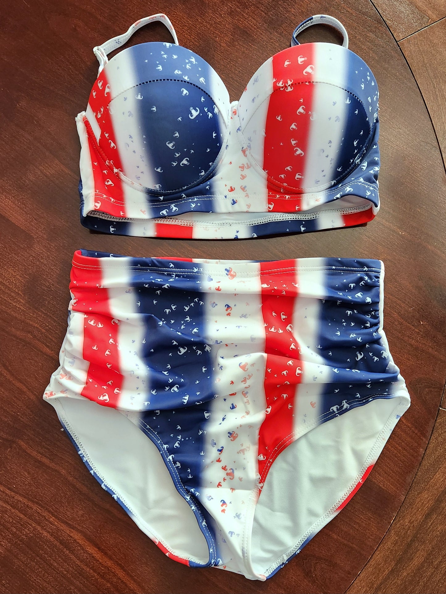 Women's Retro Two-Piece - "EOD Confetti & Stripes" (Red, White, & Blue)