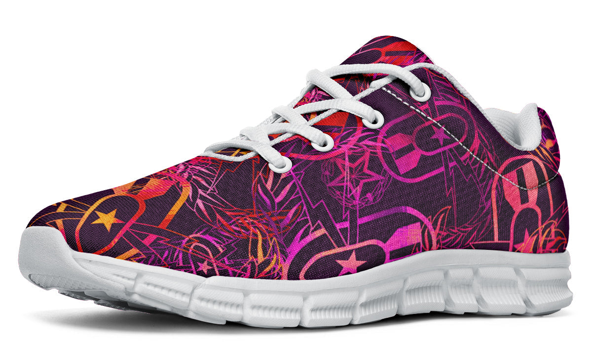 Sneakers - "It's 5 o'clock Somewhere" (Yellow/Orange/Purple) Size 6.5W