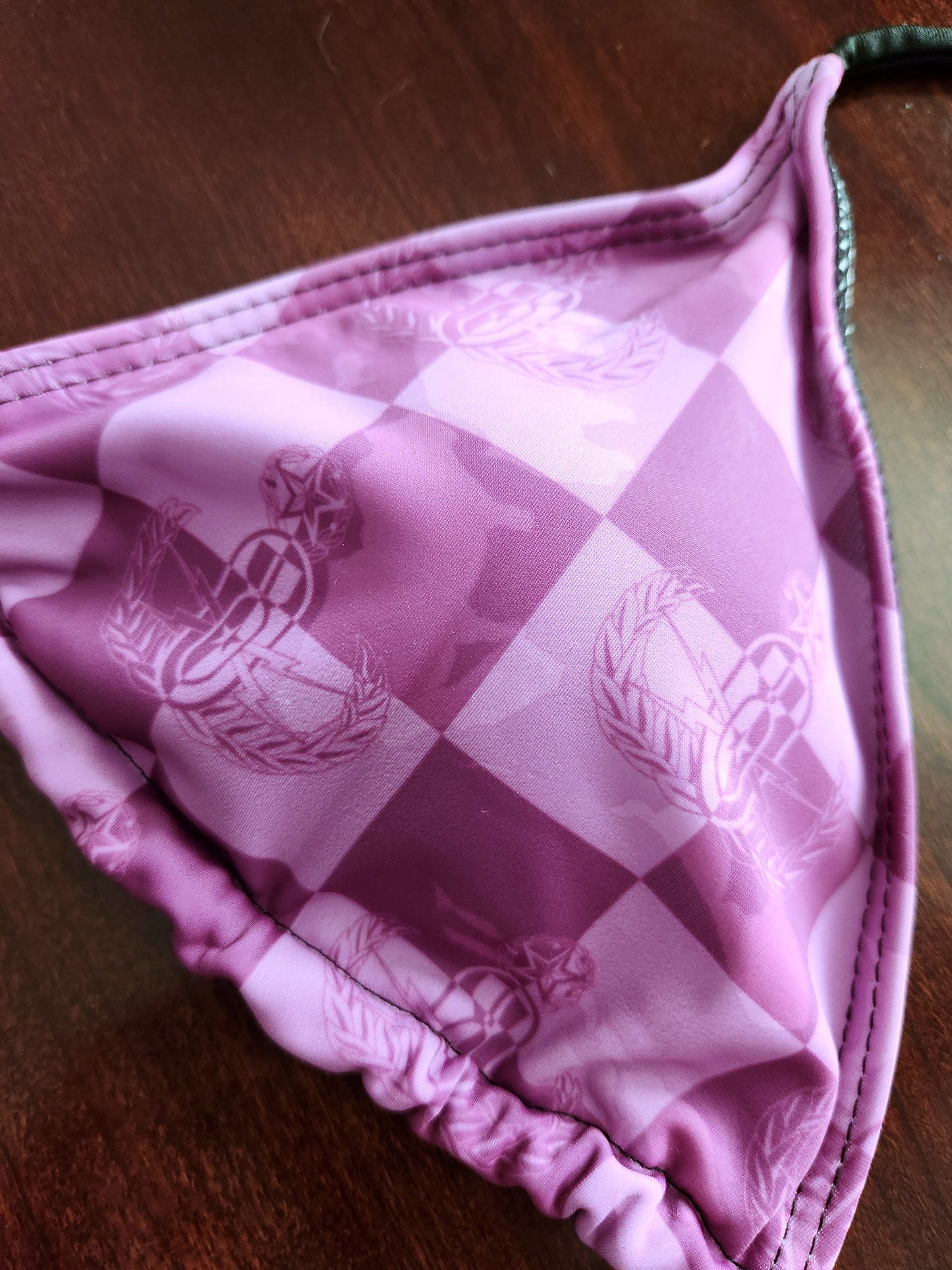 Women's String Bikini Style 3 - "EOD Buffoulage Checkered Flag" (Lilac & Black)