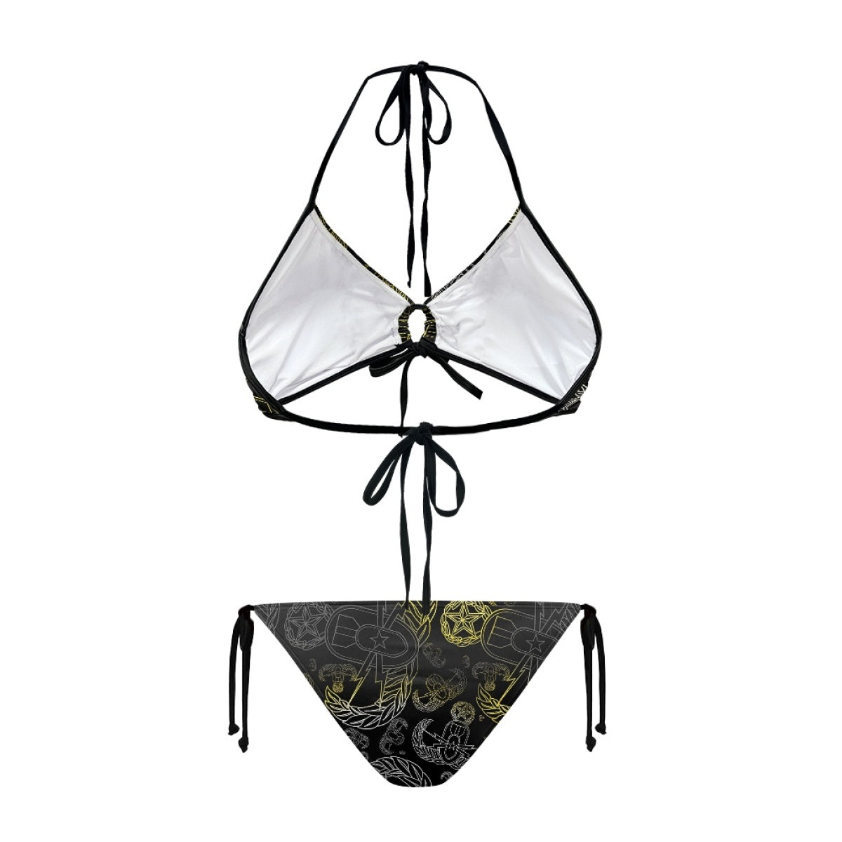 Women's Keyhole String Bikini - "EOD Mixed Badges" (Faded Yellow)