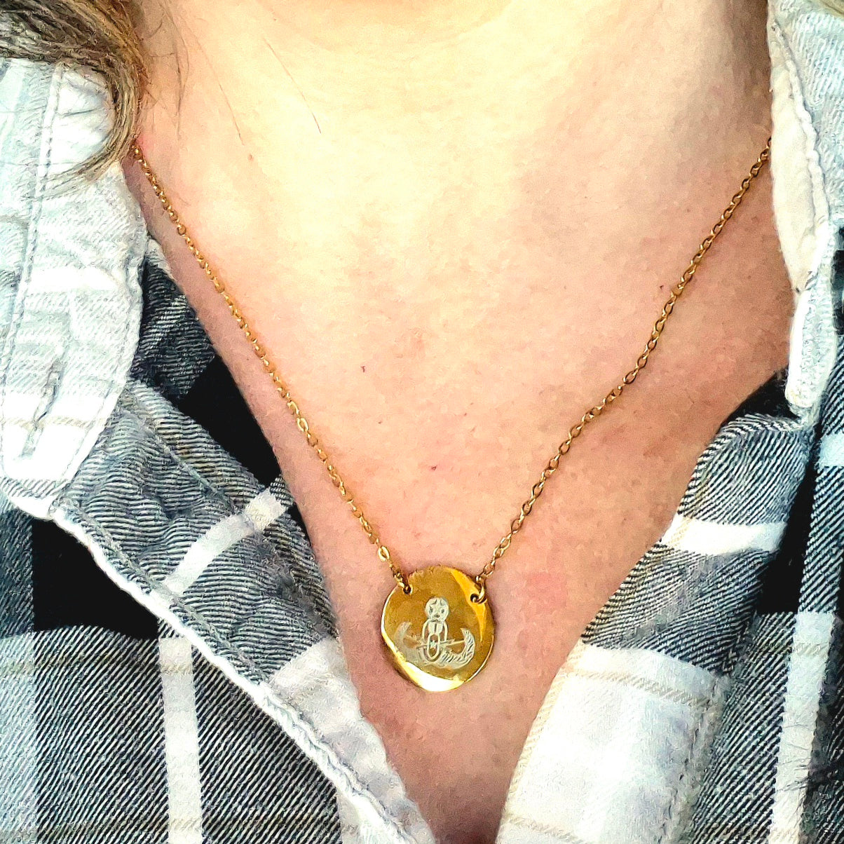 Engraved Circle Necklace - "EOD Master Badge"