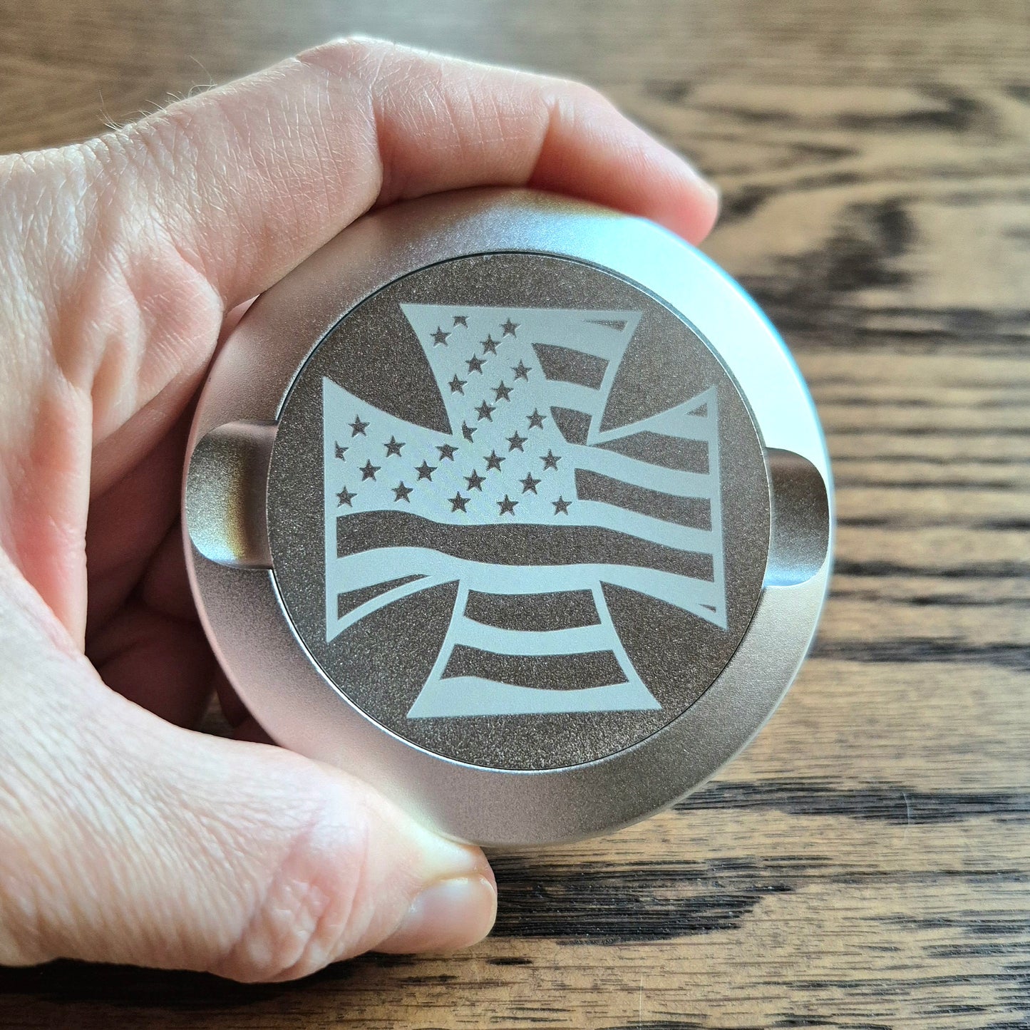Smokeless Nicotine Container - "American Flag Iron Cross"